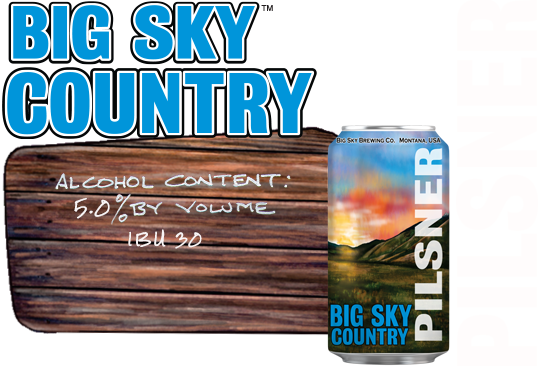 Big Sky Brewing Counrty Pilsner 5.0% avb ibu 30 color straw  Image