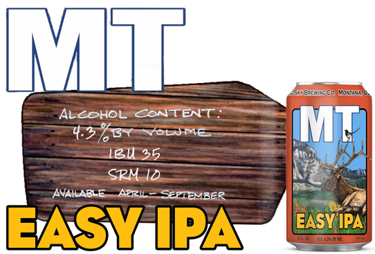 Big Sky Brewing MT Easy India pale ale 4.3% avb 35 ibu color straw  Image